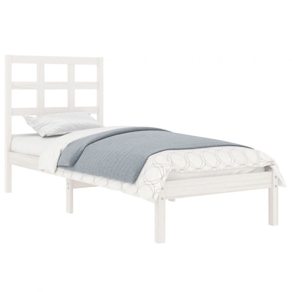 Estrutura cama pequena solteiro 75x190 cm madeira maciça branco M 3