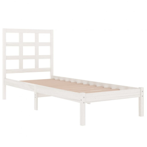 Estrutura cama pequena solteiro 75x190 cm madeira maciça branco M 4