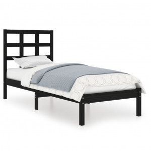 Estructura de cama individual madera maciza negra 75x190 cm H