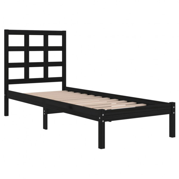 Estrutura cama pequena solteiro 75x190 cm madeira maciça preto M 4