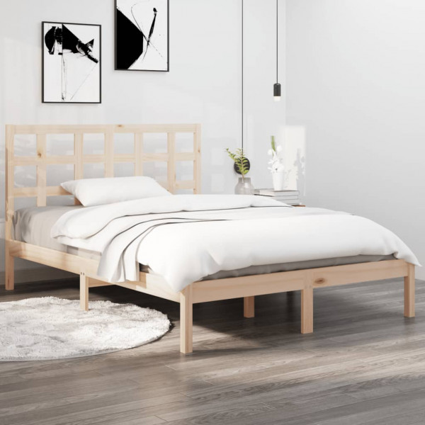 Estructura de cama matrimonial madera maciza 135x190 cm D
