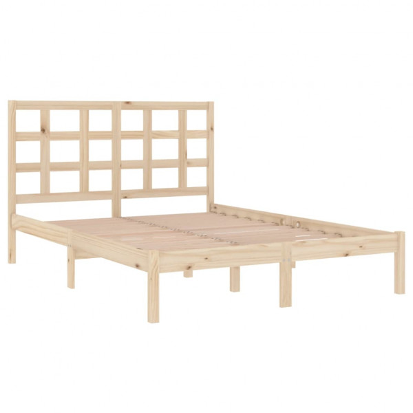 Estructura de cama matrimonial madera maciza 135x190 cm M 4