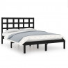 Estrutura de cama 140x190 cm madeira maciça preto 2