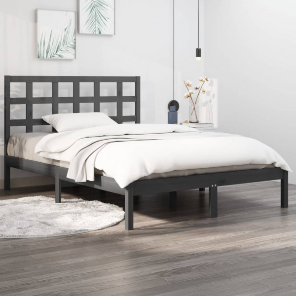 Estructura de cama de madera maciza de pino gris 200x200 cm D