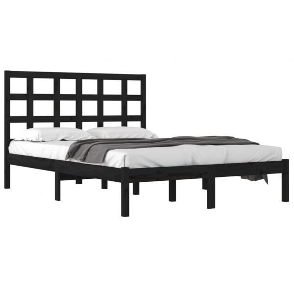 Estrutura de cama 200x200 cm madeira maciça preto M 3