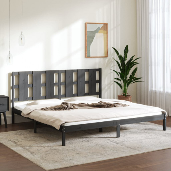 Estructura de cama de madera maciza de pino gris 200x200 cm D