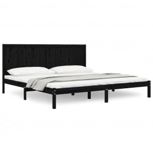 Estrutura de cama 200x200 cm pinho maciço preto H