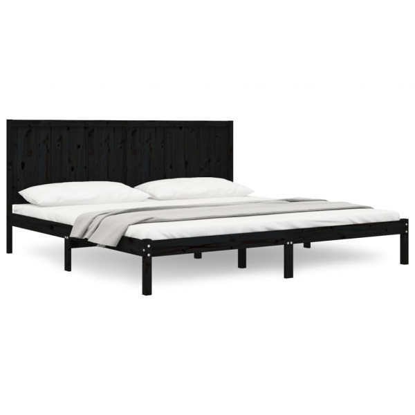 Estrutura de cama 200x200 cm pinho maciço preto M 2