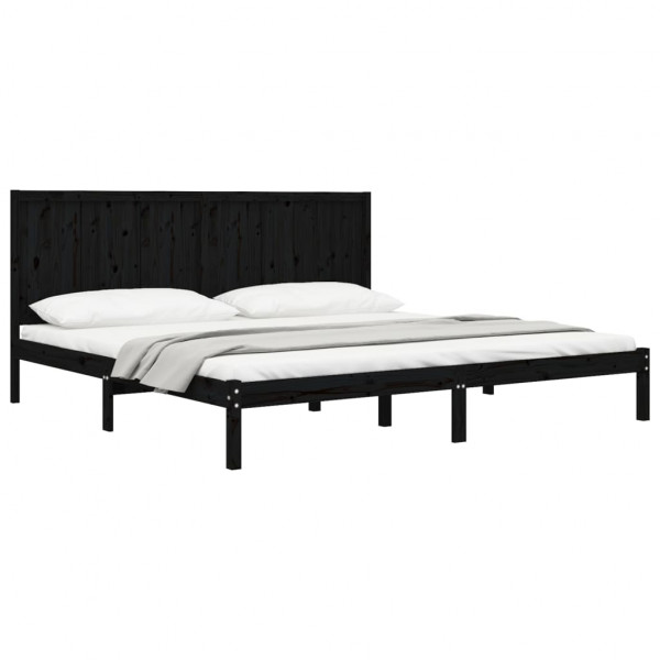 Estructura de cama de madera maciza de pino negra 200x200 cm M 3