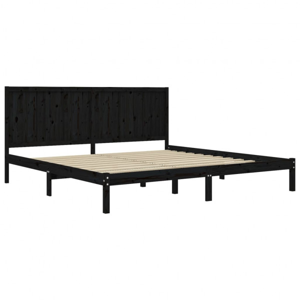 Estructura de cama de madera maciza de pino negra 200x200 cm M 4