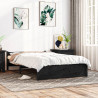 Estrutura de cama casal 135x190 cm madeira maciça preto 1