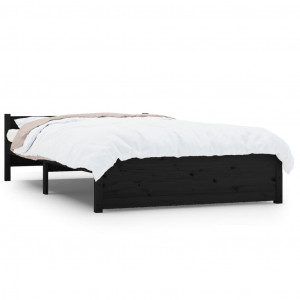 Estructura de cama doble madera maciza negro 135x190 cm H