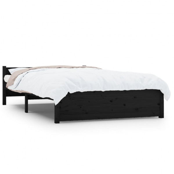 Estrutura de cama casal 135x190 cm madeira maciça preto M 2
