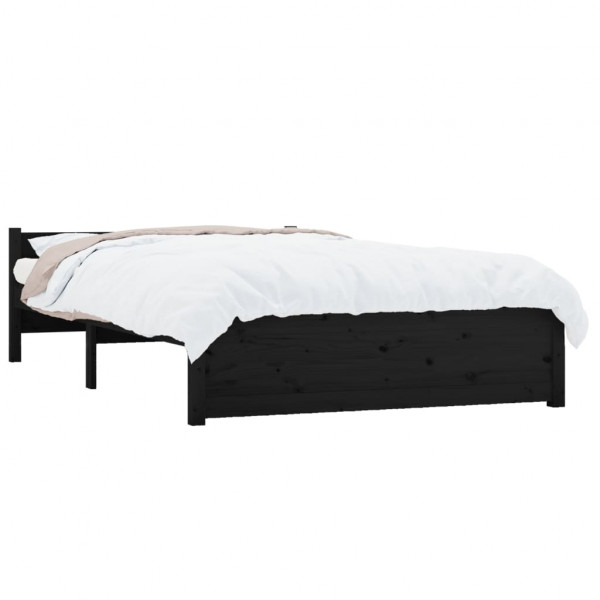 Estrutura de cama casal 135x190 cm madeira maciça preto M 3