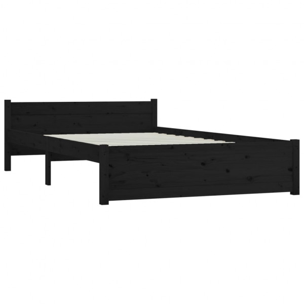 Estructura de cama doble madera maciza negro 135x190 cm M 4