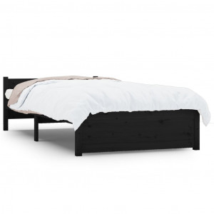 Estrutura de cama 90x200 cm madeira maciça preto H