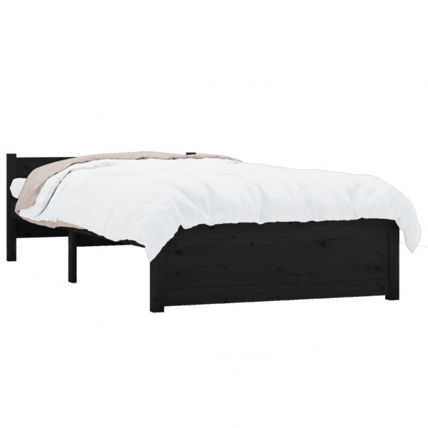 Estrutura de cama 90x200 cm madeira maciça preto M 3