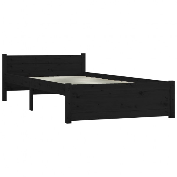 Estrutura de cama 90x200 cm madeira maciça preto M 4