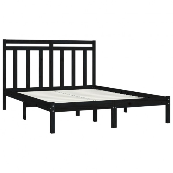 Estructura de cama de madera maciza negra 140x190 cm M 4