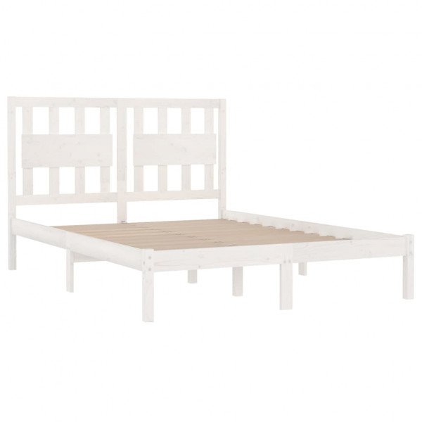 Estrutura de cama casal 135x190 cm pinho maciço branco M 4