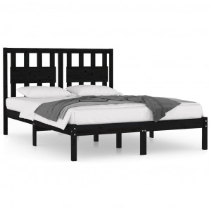 Estructura de cama de madera maciza de pino negra 140x190 cm H