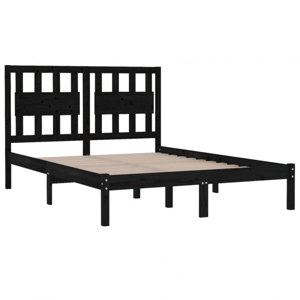Estrutura de cama 140x190 cm madeira de pinho maciça preto M 4