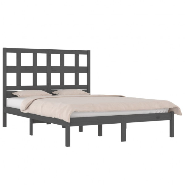 Estructura de cama de madera maciza de pino gris 200x200 cm M 3
