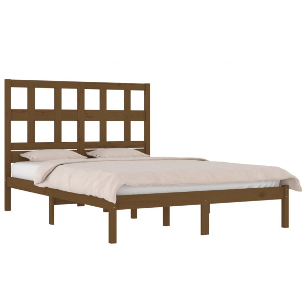 Estructura de cama madera maciza de pino marrón miel 200x200 cm M 3