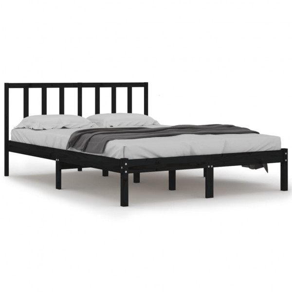 Estrutura de cama king 150x200 cm pinho maciço preto M 2
