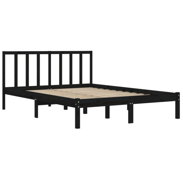 Estrutura de cama king 150x200 cm pinho maciço preto M 4