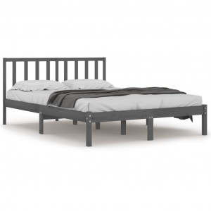 Estructura de cama de madera maciza de pino gris 200x200 cm H