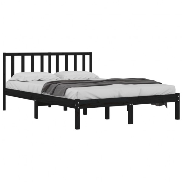 Estrutura de cama 200x200 cm pinho maciço preto M 3