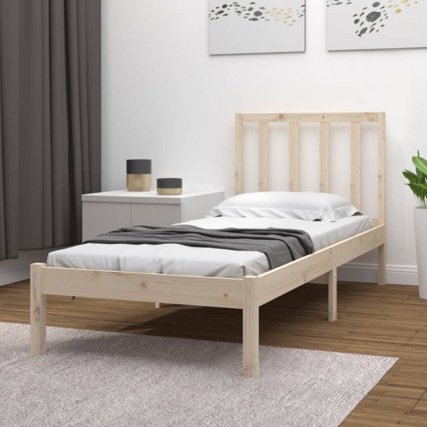 Estructura de cama madera maciza de pino individual 75x190 cm D