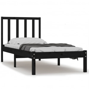 Estructura de cama madera maciza de pino negro 75x190 cm H
