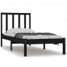 Estrutura de cama pequena solteiro 75x190 cm pinho maciço preto 2