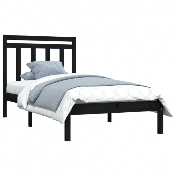 Estructura de cama madera maciza negro 100x200 cm M 3