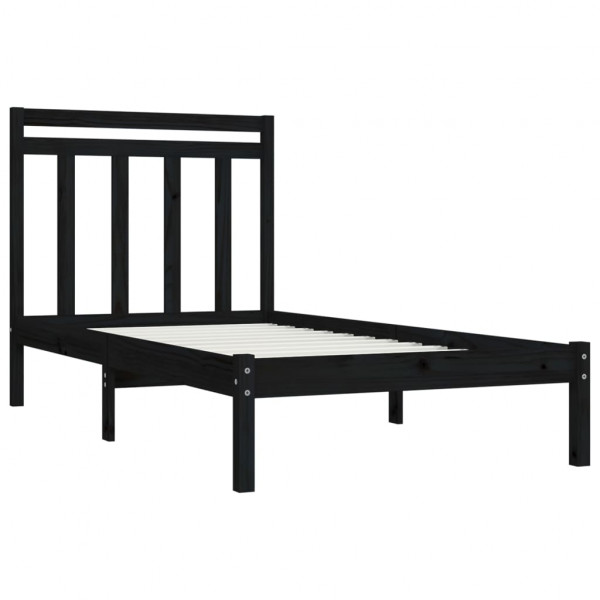 Estrutura de cama 100x200 cm madeira maciça preto M 4