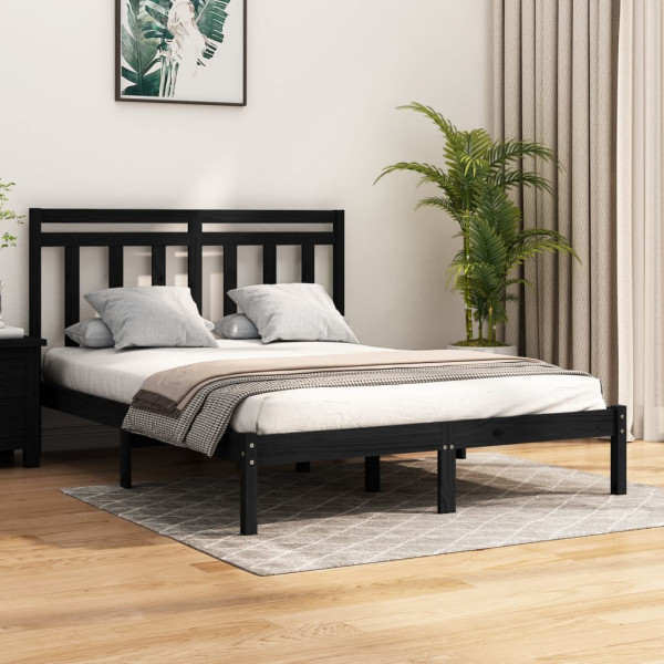 Estructura de cama madera maciza king size negro 150x200 cm D