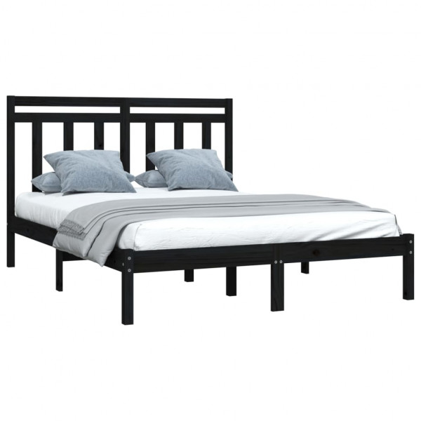 Estrutura de cama king 150x200 cm madeira maciça preto M 3