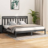 Estructura de cama de madera maciza de pino gris 200x200 cm 1
