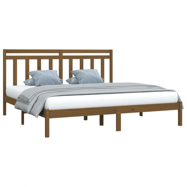 Estructura de cama madera maciza de pino marrón miel 200x200 cm M 3