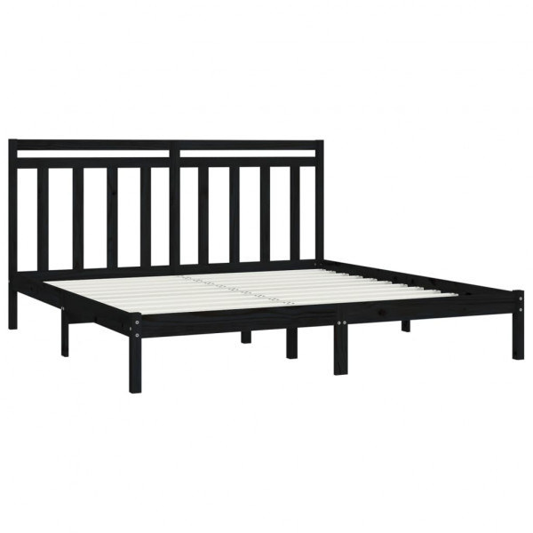 Estrutura de cama 200x200 cm madeira maciça preto M 4