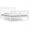 Estructura de cama doble madera maciza blanca 135x190 cm 2