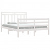 Estrutura de cama casal 135x190 cm madeira maciça branco 3