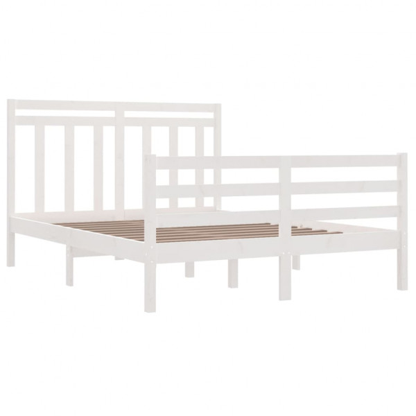 Estructura de cama doble madera maciza blanca 135x190 cm M 4
