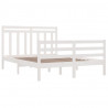 Estrutura de cama casal 135x190 cm madeira maciça branco 4