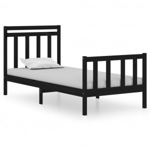 Estrutura cama pequena solteiro 75x190 cm madeira maciça preto H