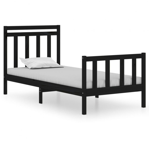 Estrutura cama pequena solteiro 75x190 cm madeira maciça preto M 2