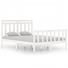 Estrutura de cama casal 135x190 cm madeira maciça branco 2