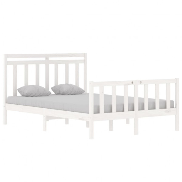 Estrutura de cama casal 135x190 cm madeira maciça branco M 3